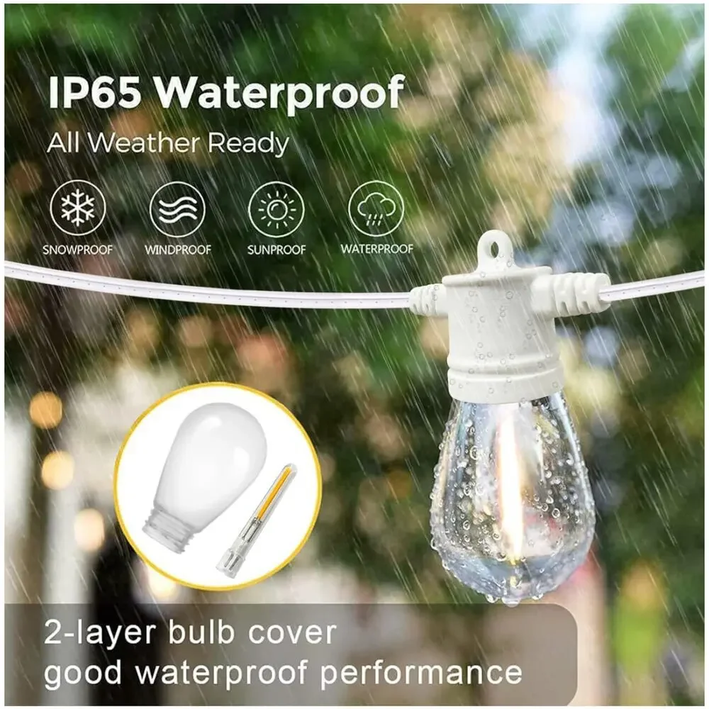 Sunthin Outdoor Patio Garden White String LED Shatterproof Lights